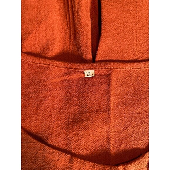 Orange button up top with dragonfly design - Picture 2 of 5